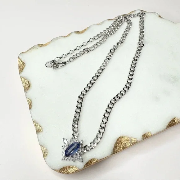Bomb Party December Tanzanite Necklace Rhodium Plating RBP8504 - Picture 4 of 5
